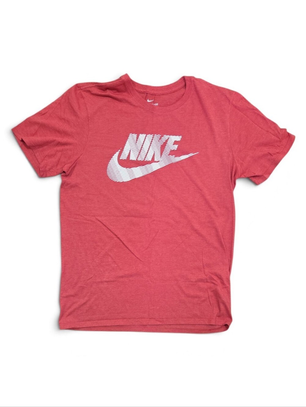 Nike Men's Heather Red Tee with White Swoosh Size Medium